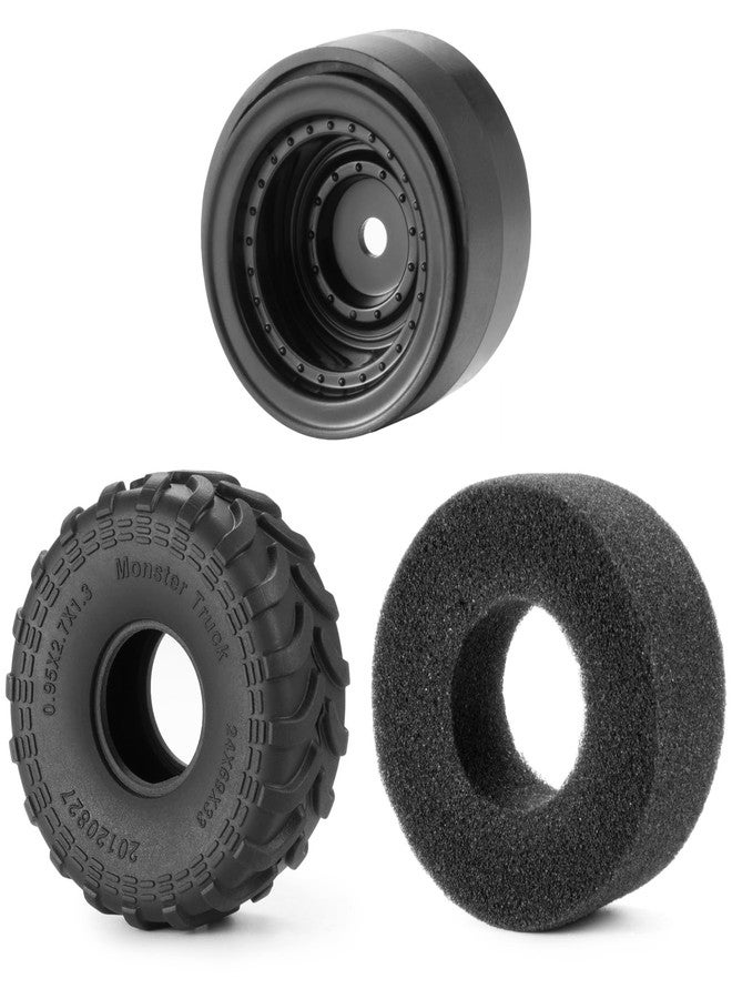 RCHUBAM 1.0" Wheel and Tire Set 4Pcs 69mm * 33mm Large Sticky Crawler Tires with Wheels for 1/18 TRX4M TFMS FCX24 1/24 Scale RC Crawler Car Axial SCX24 Upgrade Wheels - Image 3